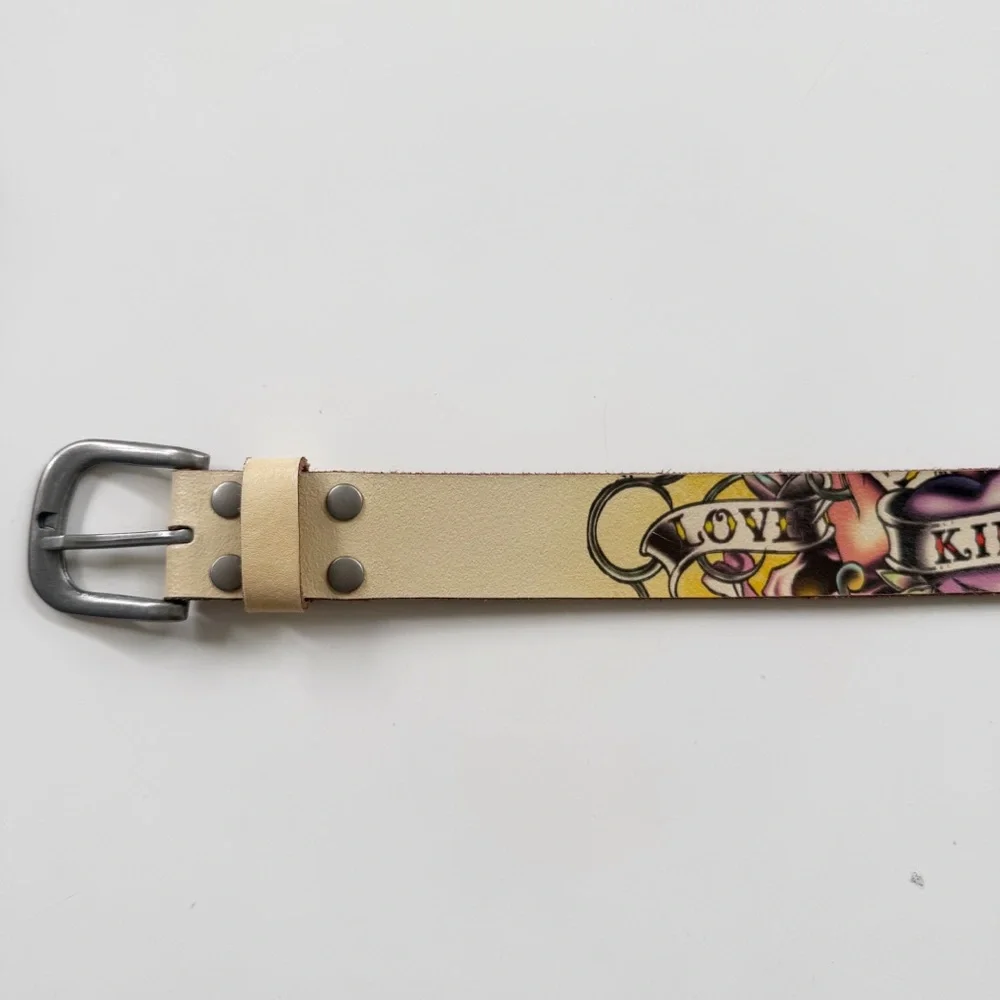 Ed Hardy LOVE KILLS SLOWLY Leather Belt size Small